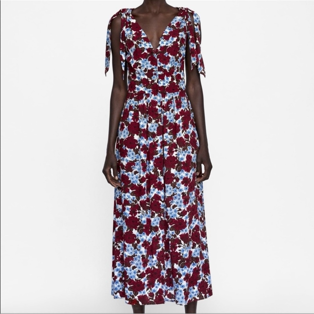 Zara Basic Button Down Sleeveless Shoulder Tie Fl… - image 1